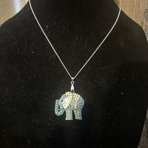 Vintage 1990’s Enamel Elephant Pendant Necklace